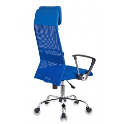 Кресло руководителя Бюрократ KB-6N синий TW-05 TW-10 сетка с подголов. крестовина металл хром