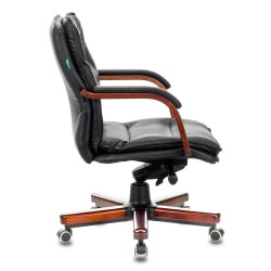 Кресло руководителя Бюрократ T-9927WALNUT-LOW черный кожа низк.спин. крестовина металл/дерево