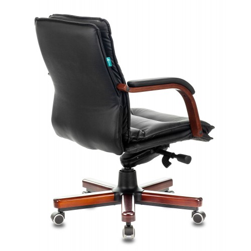 Кресло руководителя Бюрократ T-9927WALNUT-LOW черный кожа низк.спин. крестовина металл/дерево