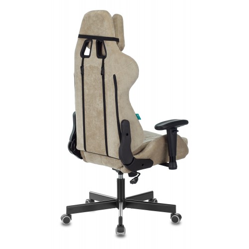 Кресло игровое Zombie VIKING KNIGHT Fabric песочный Light-21 с подголов. крестовина металл
