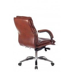 Кресло руководителя Бюрократ T-9927SL-LOW светло-коричневый Leather Eichel кожа низк.спин. крестовина металл хром