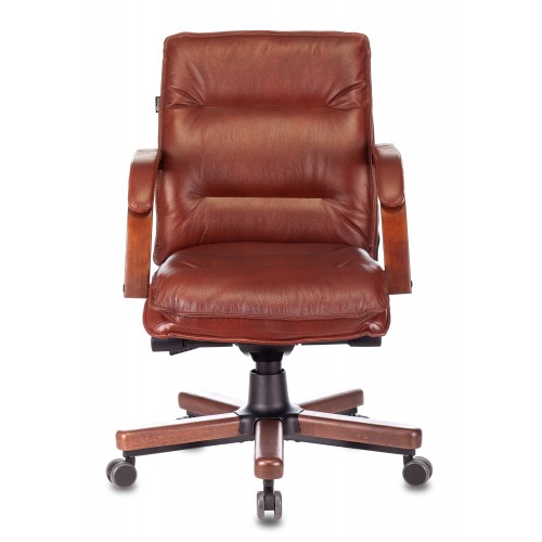Кресло руководителя Бюрократ T-9927WALNUT-LOW светло-коричневый Leather Eichel кожа низк.спин. крестовина металл/дерево