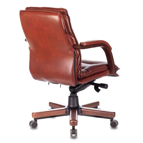 Кресло руководителя Бюрократ T-9927WALNUT-LOW светло-коричневый Leather Eichel кожа низк.спин. крестовина металл/дерево
