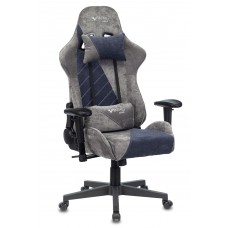 Кресло игровое Zombie VIKING X Fabric серый/темно-синий с подголов. крестовина пластик
