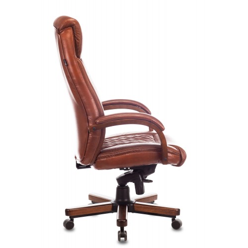 Кресло руководителя Бюрократ T-9924WALNUT светло-коричневый Leather Eichel кожа крестовина металл/дерево