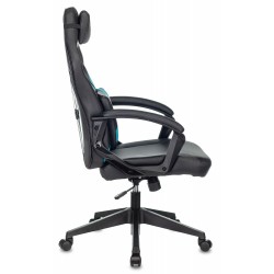 Кресло игровое Zombie DRIVER черный/голубой искусственная кожа с подголов. крестовина пластик