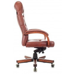 Кресло руководителя Бюрократ T-9928WALNUT светло-коричневый Leather Eichel кожа крестов. металл/дерево