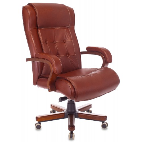 Кресло руководителя Бюрократ T-9926WALNUT светло-коричневый Leather Eichel кожа крестовина металл/дерево