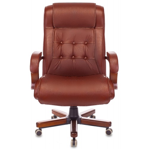 Кресло руководителя Бюрократ T-9926WALNUT светло-коричневый Leather Eichel кожа крестовина металл/дерево
