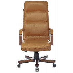 Кресло руководителя Бюрократ T-9927WALNUT горчичный кожа крестовина металл/дерево