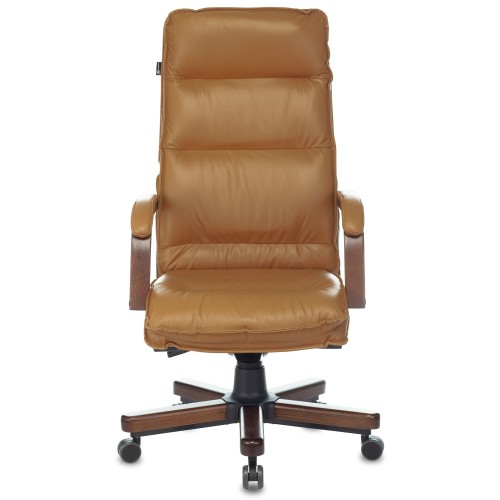 Кресло руководителя Бюрократ T-9927WALNUT горчичный кожа крестовина металл/дерево