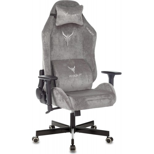 Кресло игровое Knight N1 Fabric серый Light-19 с подголов. крестовина металл