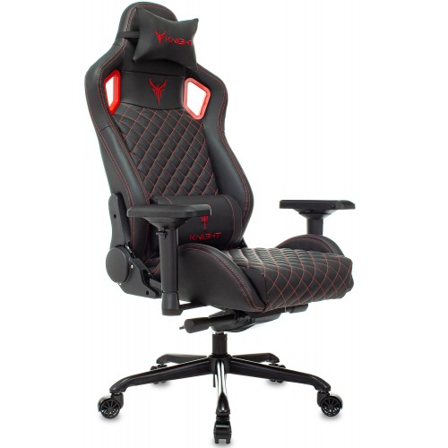 Кресло игровое Knight Titan черный/красный ромбик эко.кожа с подголов. крестовина металл