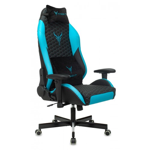 Кресло игровое Knight Neon черный/голубой эко.кожа с подголов. крестовина металл