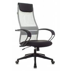 Кресло руководителя Бюрократ CH-607 светло-серый TW-02 сиденье черный сетка/ткань с подголов. крестов. пластик
