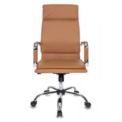 Кресло руководителя Бюрократ Ch-993 светло-коричневый искусственная кожа крестовина металл хром