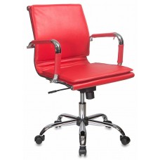 Кресло руководителя Бюрократ Ch-993-Low красный искусственная кожа низк.спин. крестовина металл хром