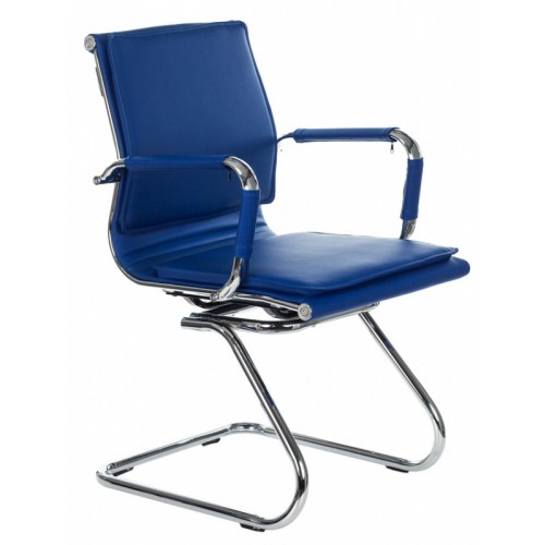 Кресло Бюрократ CH-993-Low-V синий искусственная кожа низк.спин. полозья металл хром