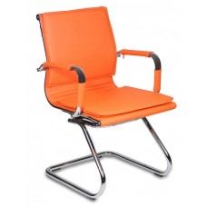 Кресло Бюрократ CH-993-Low-V оранжевый искусственная кожа низк.спин. полозья металл хром